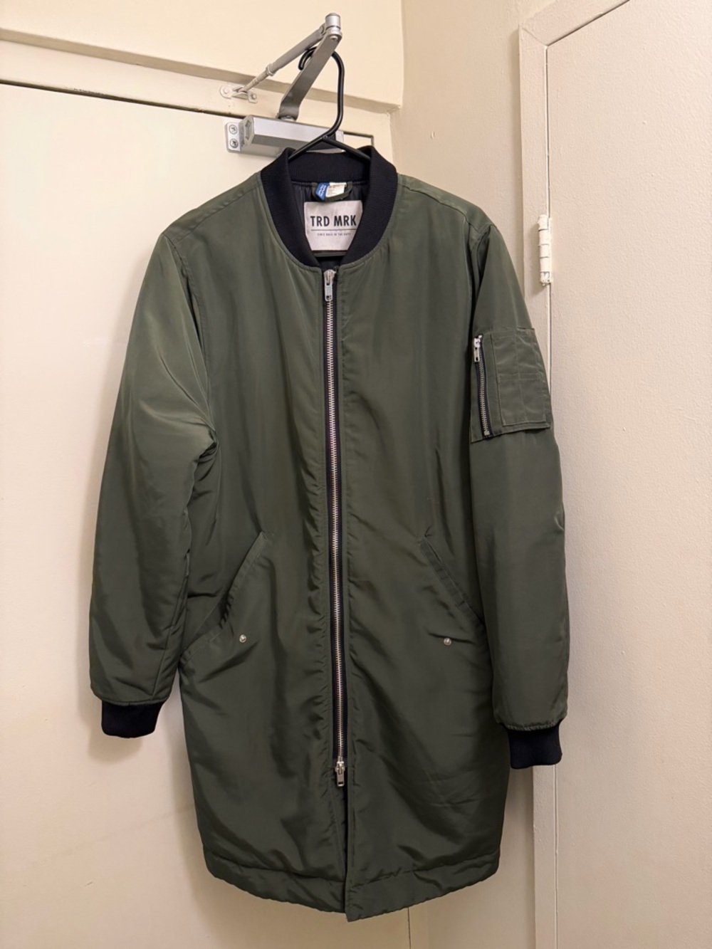 Olive Long Bomber Jacket - Men